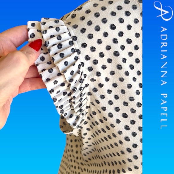 Black and White Ruffled Relaxed Blouse - Picture 4 of 11